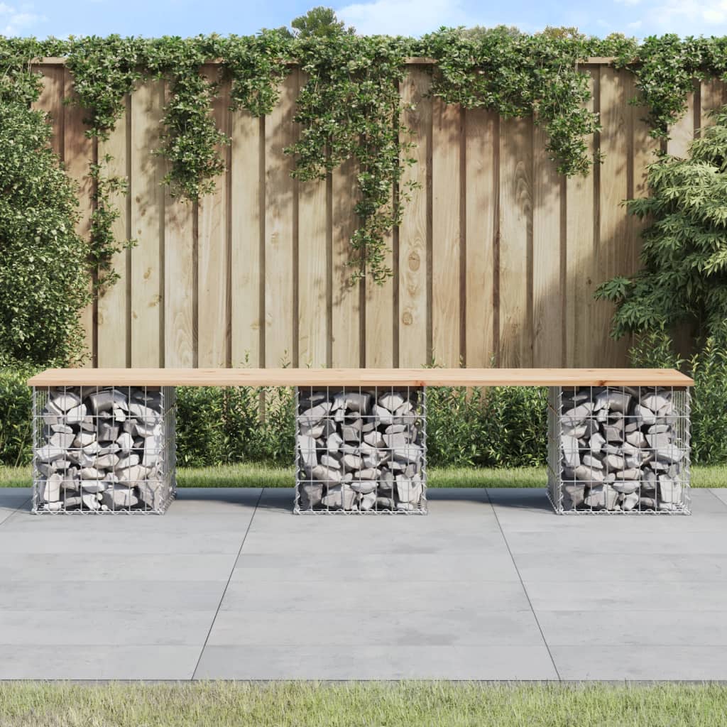 vidaXL Garden Bench Gabion Design 203x44x42 cm Solid Wood Pine