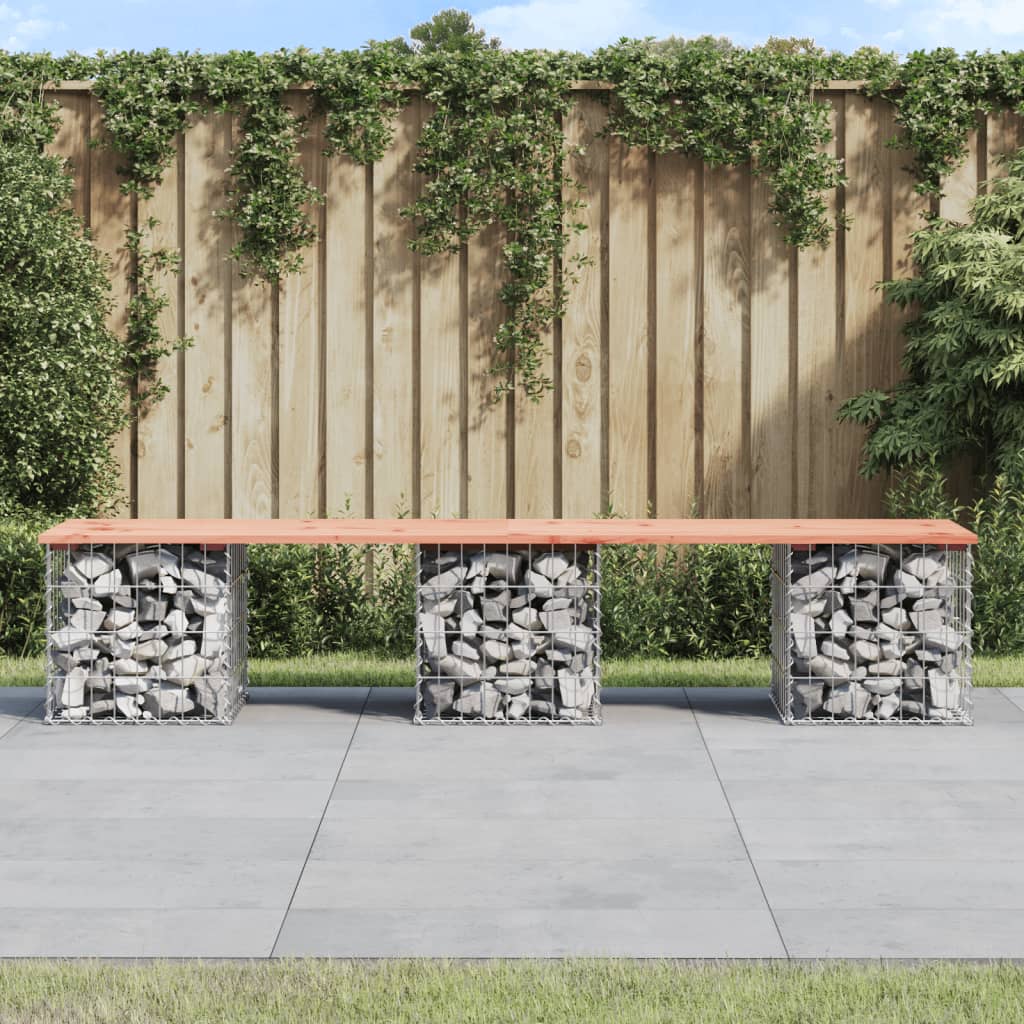 vidaXL Garden Bench Gabion Design 203x44x42 cm Solid Wood Douglas