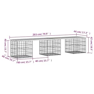 Zahradní lavice gabionový design 203 x 44 x 42 cm borové dřevo - obrázek 8