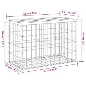 Zahradní lavice gabionový design 63x31,5x42 cm masivní borovice - obrázek 8