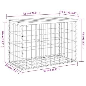 Zahradní lavice gabionový design 63 x 31,5 x 42 cm borové dřevo - obrázek 8