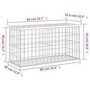 Zahradní lavice gabionový design 83x31,5x42 cm masivní borovice - obrázek 8