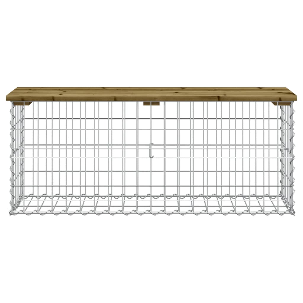 vidaXL Bancă grădină, design gabion, 103x31,5x42cm, lemn pin impregnat