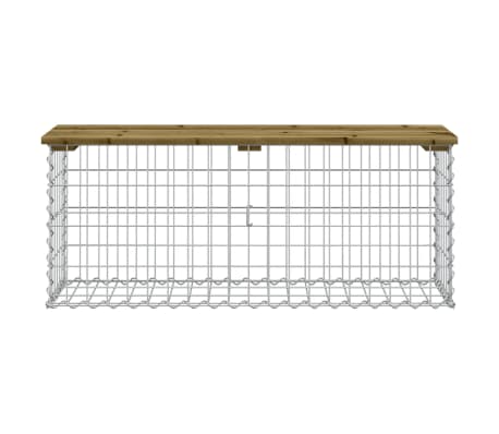 vidaXL Bancă grădină, design gabion, 103x31,5x42cm, lemn pin impregnat