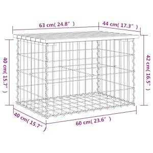 Zahradní lavice gabionový design 63x44x42 cm masivní borovice - obrázek 8