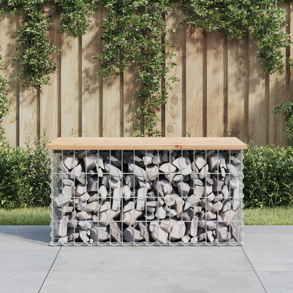 Gartenbank aus Gabionen 83x44x42 cm Massivholz Kiefer