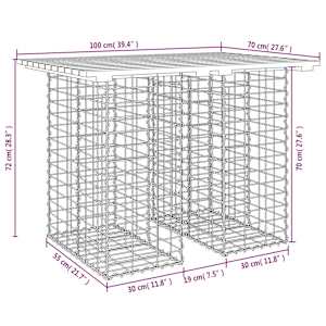 Zahradní stůl gabion design 100 x 70 x 72 cm masivní dřevo douglaska - obrázek 8