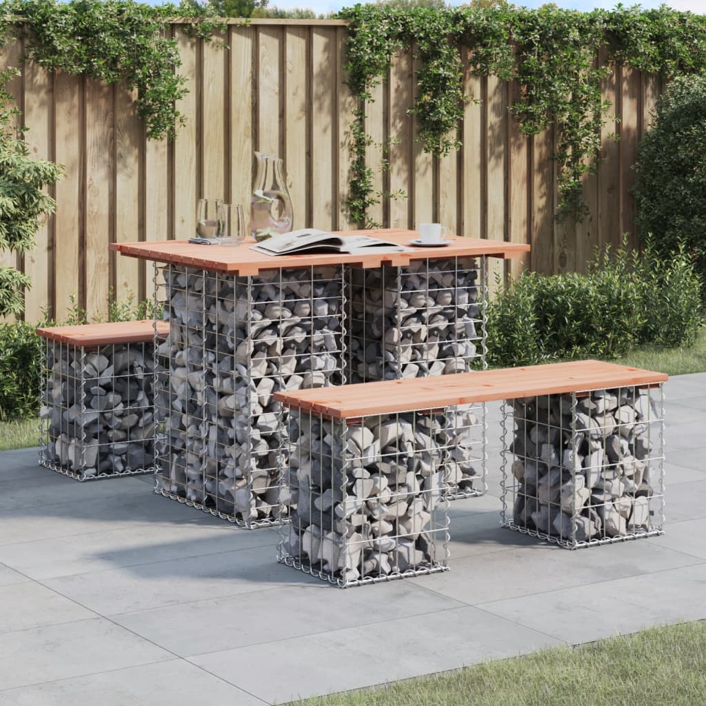 vidaXL Tr&auml;dg&aring;rdsbord gabiondesign 100x70x72 cm massivt tr&auml; Douglas