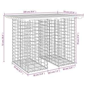 Zahradní stůl gabion design 100 x 70 x 72 cm impregnované dřevo borovice - obrázek 8