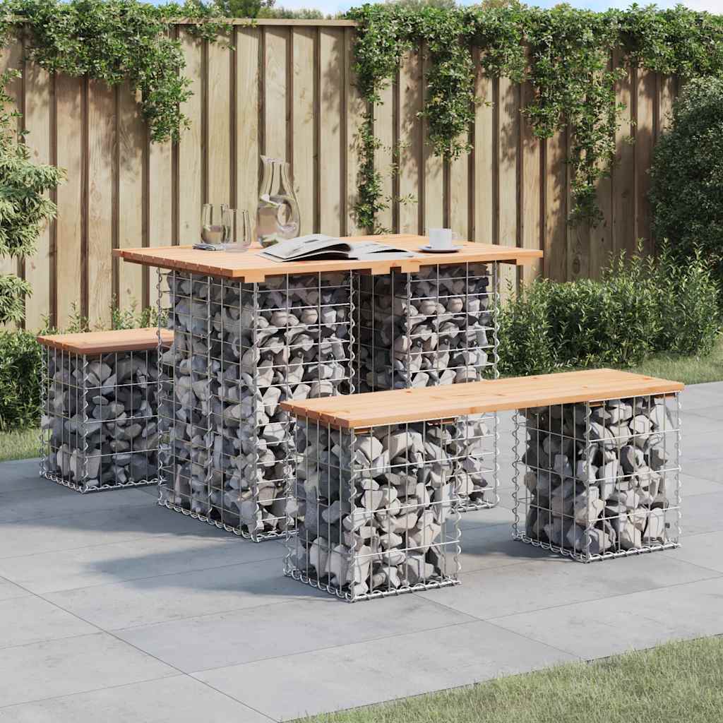vidaXL havebord gabiondesign 100x70x72 cm massivt træ fyrretræ