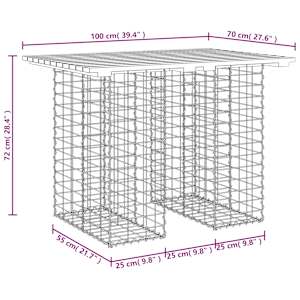 Zahradní stůl gabion design 100 x 70 x 72 cm impregnované dřevo borovice - obrázek 8