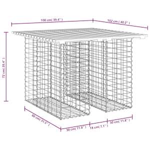 Zahradní stůl gabion design 100 x 102 x 72 cm masivní dřevo douglaska - obrázek 8