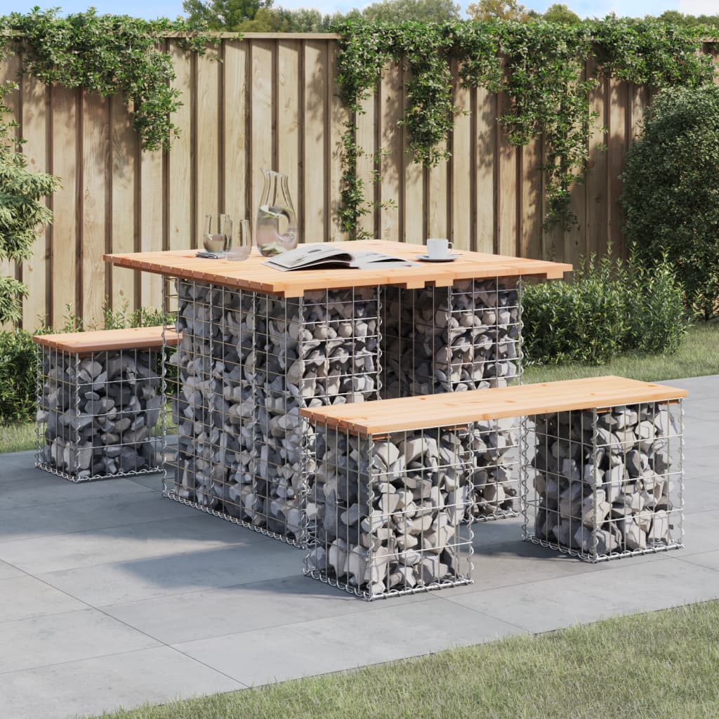 vidaXL Gartentisch aus Gabionen 100x102x72 cm Massivholz Kiefer