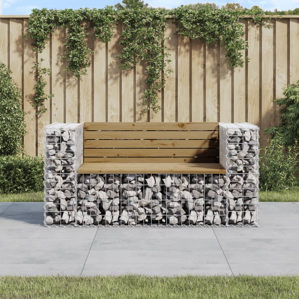 Zahradní lavice gabionový design 143x71x65,5 cm borové dřevo