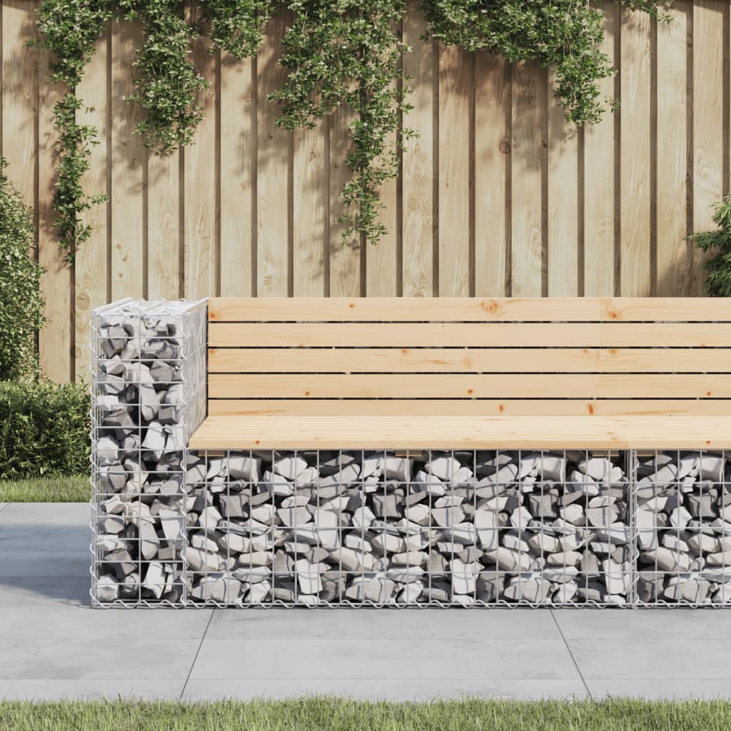 Vidaxl Banca De Gradina Design Gabion, 122x71x65,5 Cm, Lemn Masiv Pin