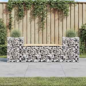 Vrtna gabionska klop 183x41x60,5 cm trdna borovina