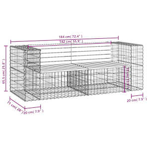 Zahradní lavice gabionový design 184x71x65,5cm masivní borovice - obrázek 7