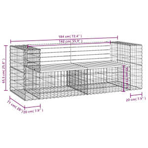 Zahradní lavice gabionový design 184x71x65,5 cm masiv douglasky - obrázek 7