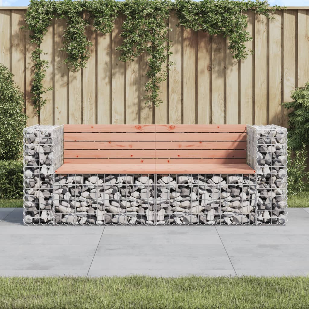 vidaXL Bancă de grădină cu gabion, 184x71x65,5 cm, lemn masiv Douglas