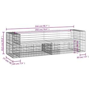 Zahradní lavice gabionový design 244x71x65,5cm masivní borovice - obrázek 7