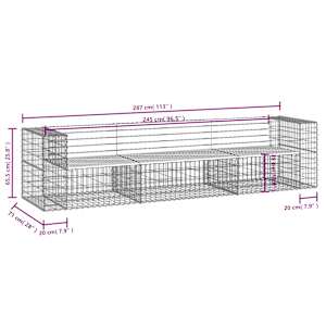 Zahradní lavice gabionový design 287x71x65,5cm masivní borovice - obrázek 9