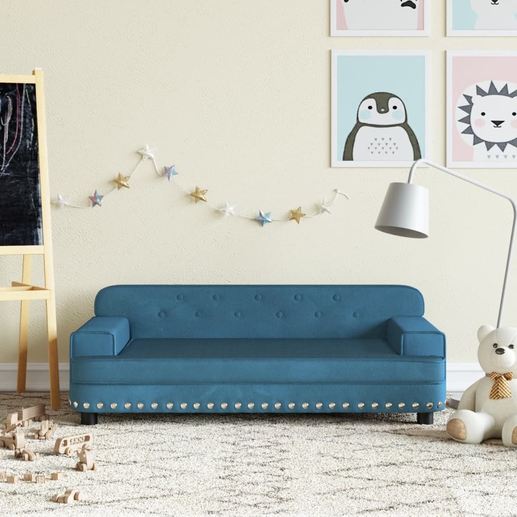 vidaXL Canapea pentru copii, albastru, 90x53x30 cm, catifea