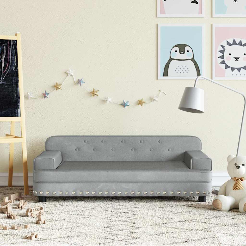 Thumbnail - vidaXL Kindersofa Hellgrau 90x53x30 cm Samt
