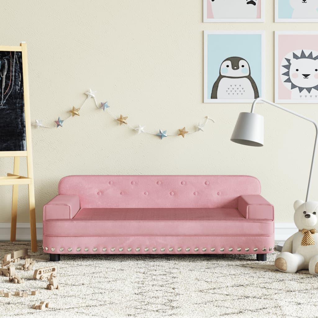 vidaXL Canapea pentru copii, roz, 90x53x30 cm, catifea
