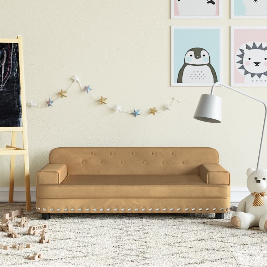 vidaXL Canapea pentru copii, maro, 90x53x30 cm, catifea