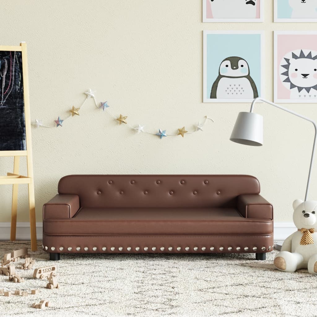Canapé pour enfants marron 90x53x30 cm similicuir