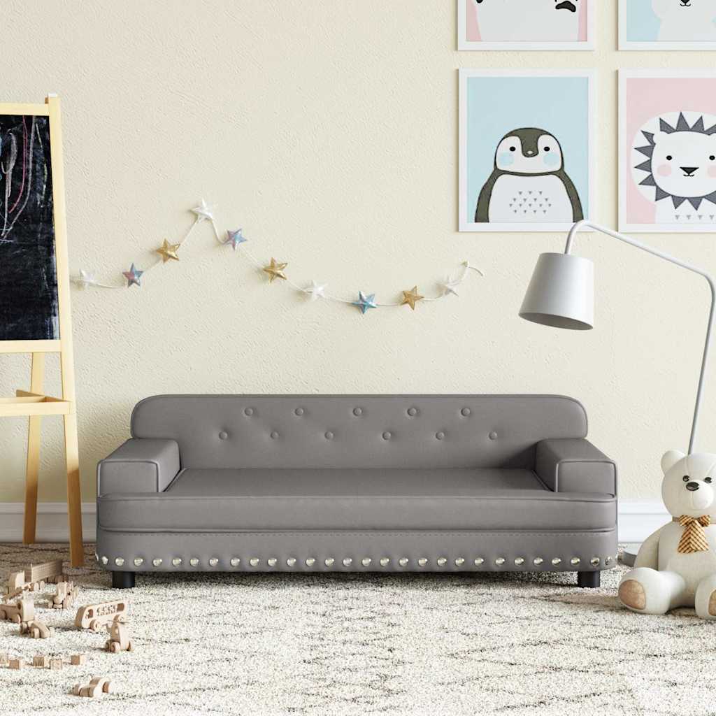 vidaXL Canapea pentru copii, gri, 90x53x30 cm, piele ecologică