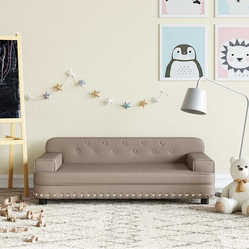 vidaXL Canapea pentru copii, cappuccino, 90x53x30 cm, piele ecologică