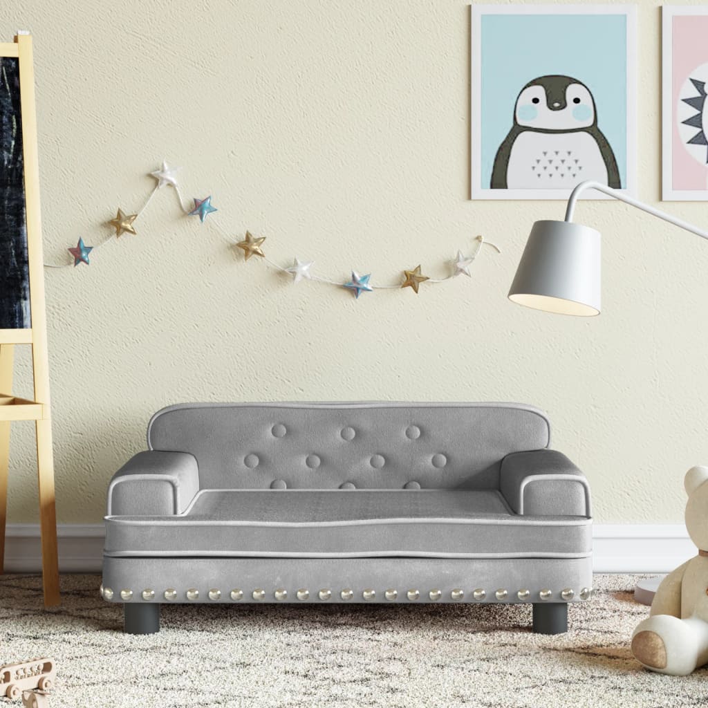 Produktfoto för VidaXl Barnsoffa Ljusgrå 70X45X30 Cm Sammet