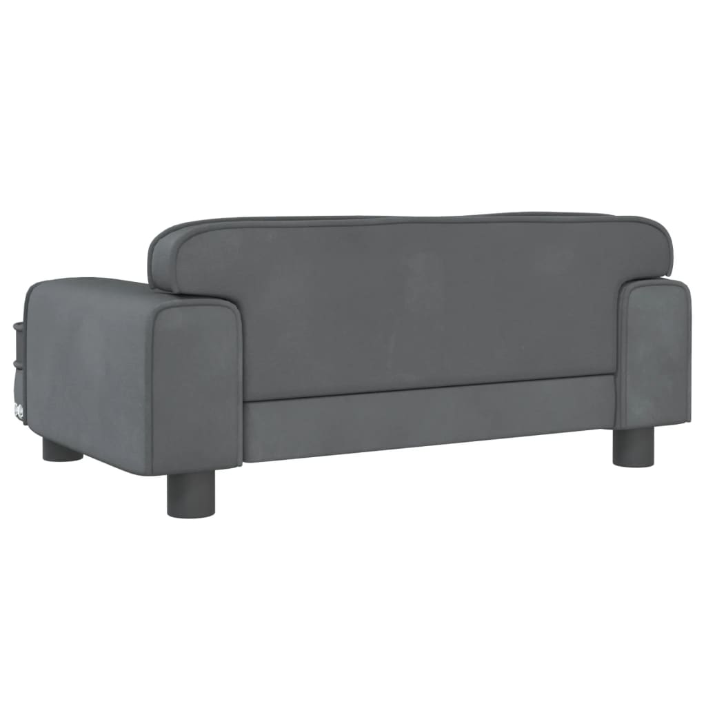 Alternativ bild 4 för VidaXl Barnsoffa Mörkgrå 70X45X30 Cm Sammet