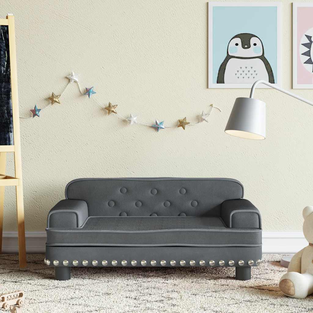Produktfoto för VidaXl Barnsoffa Mörkgrå 70X45X30 Cm Sammet