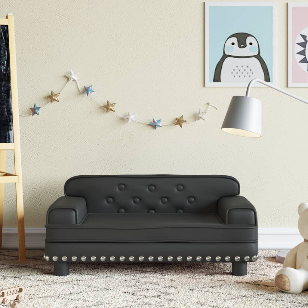 vidaXL Kids Sofa Black 70x45x30 cm Faux Leather