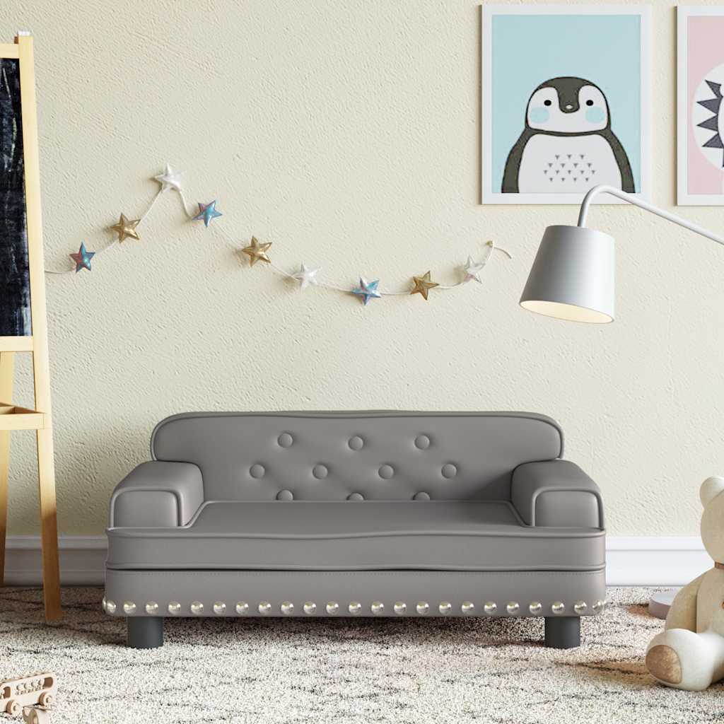 Produktfoto för VidaXl Barnsoffa 70X45X30 Cm Grå Konstläder