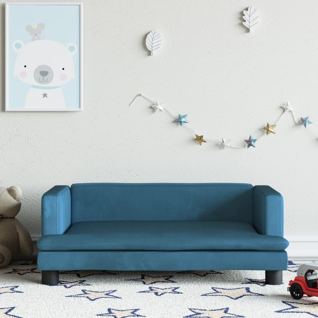 Canapé pour enfants bleu 80x45x30 cm velours