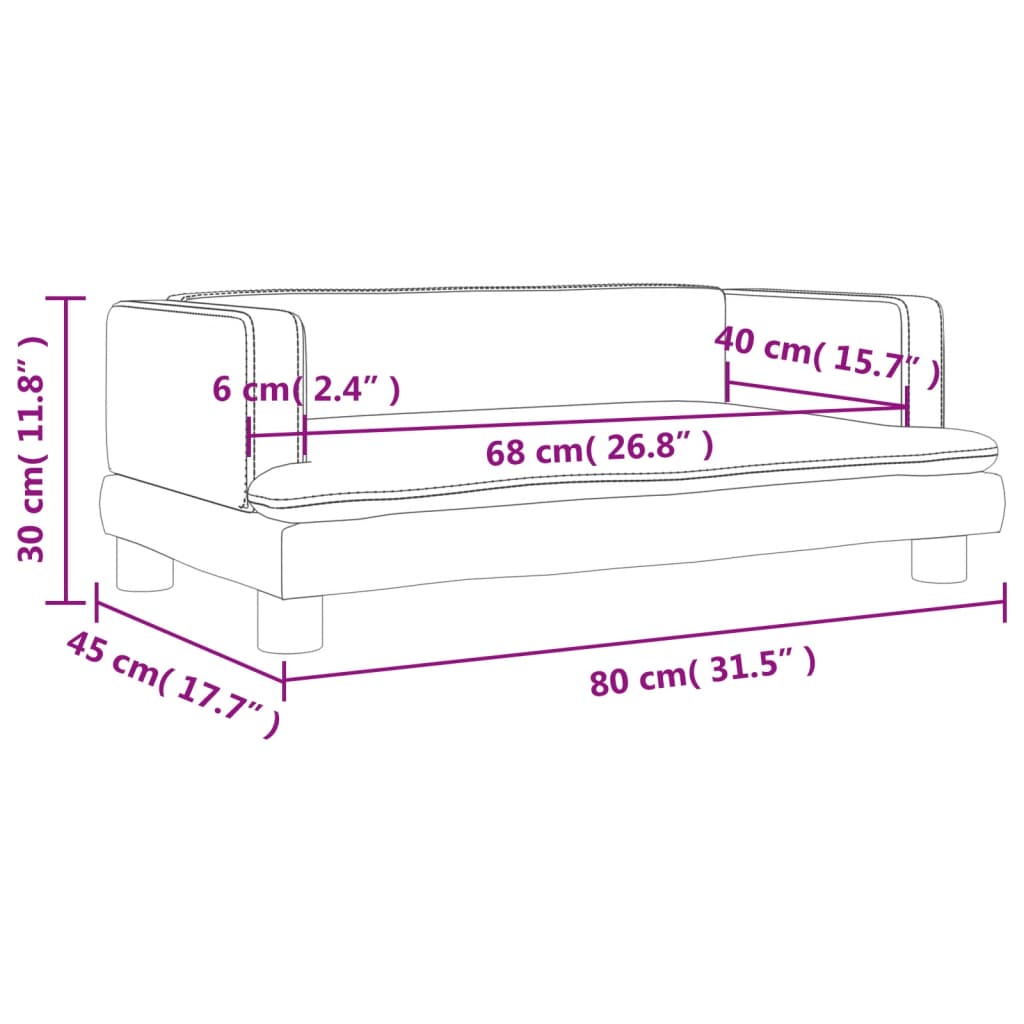 Canapea pentru copii, roz, 80x45x30 cm, catifea