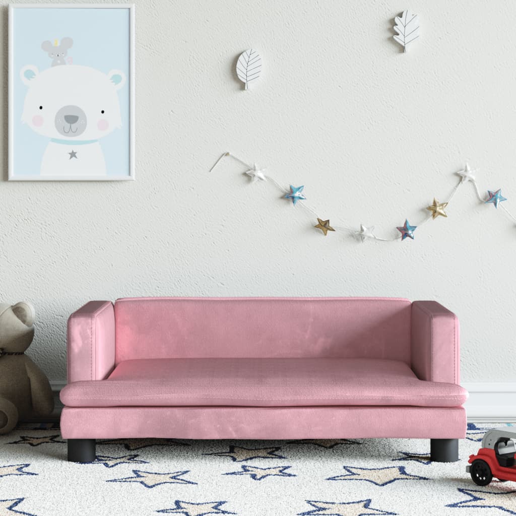 vidaXL Canapea pentru copii, roz, 80x45x30 cm, catifea