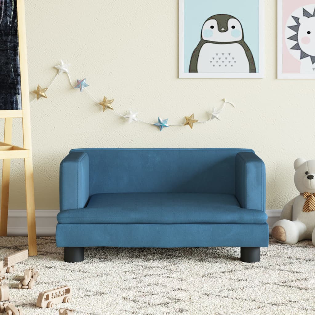 vidaXL Canapea pentru copii, albastru, 60x40x30 cm, catifea