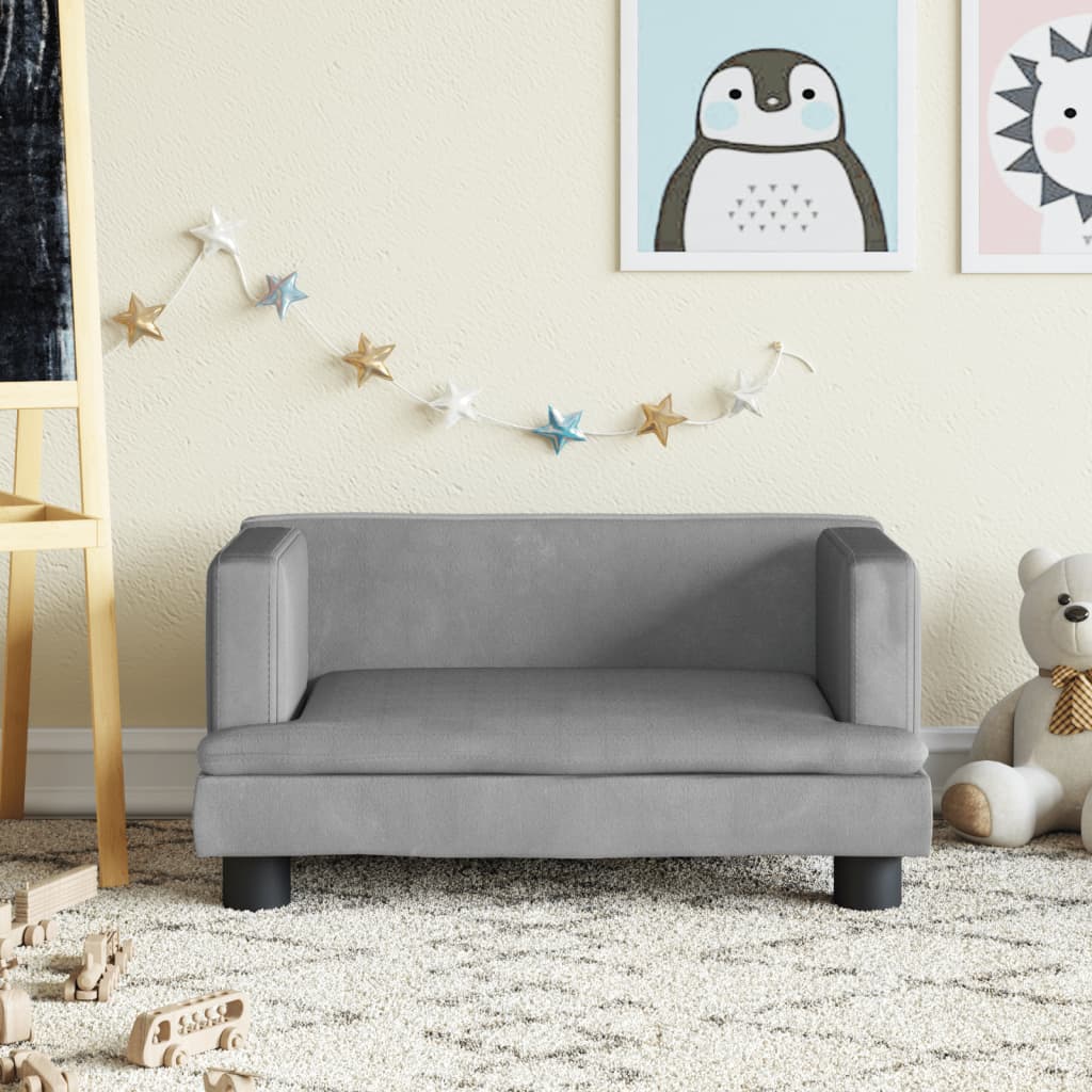Produktfoto för VidaXl Barnsoffa Ljusgrå 60X40X30 Cm Sammet