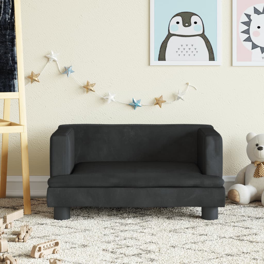 vidaXL Canapea pentru copii, negru, 60x40x30 cm, catifea