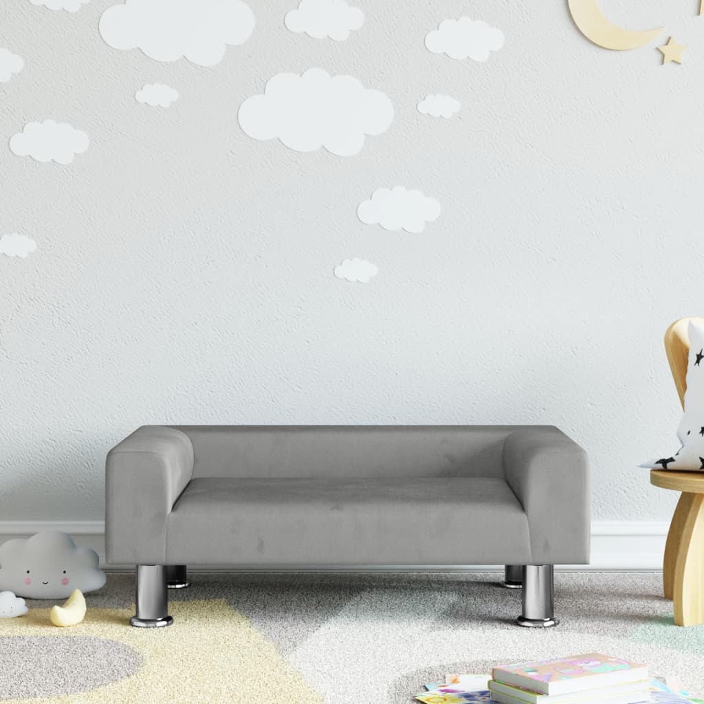 Produktfoto för VidaXl Barnsoffa Ljusgrå 70X45X26,5 Cm Sammet