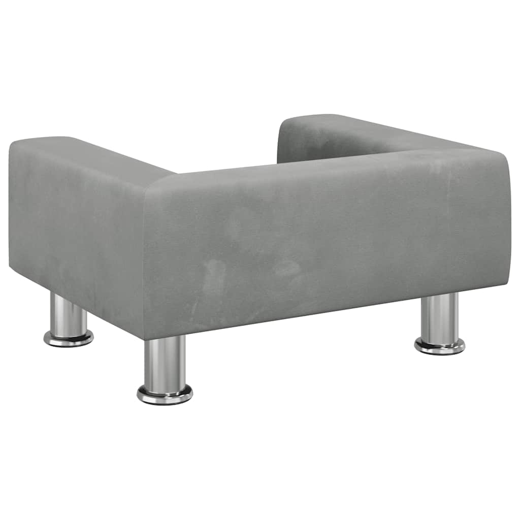 Alternativ bild 2 för VidaXl Barnsoffa Ljusgrå 50X40X26,5 Cm Sammet