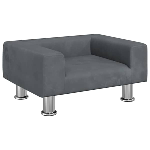 vidaXL lastediivan, tumehall, 50x40x26,5 cm, samet