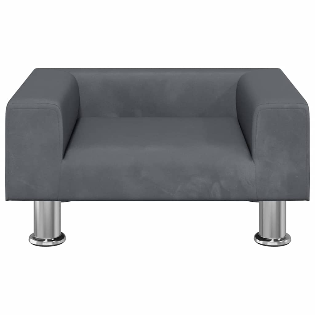 Alternativ bild 4 för VidaXl Barnsoffa Mörkgrå 50X40X26,5 Cm Sammet