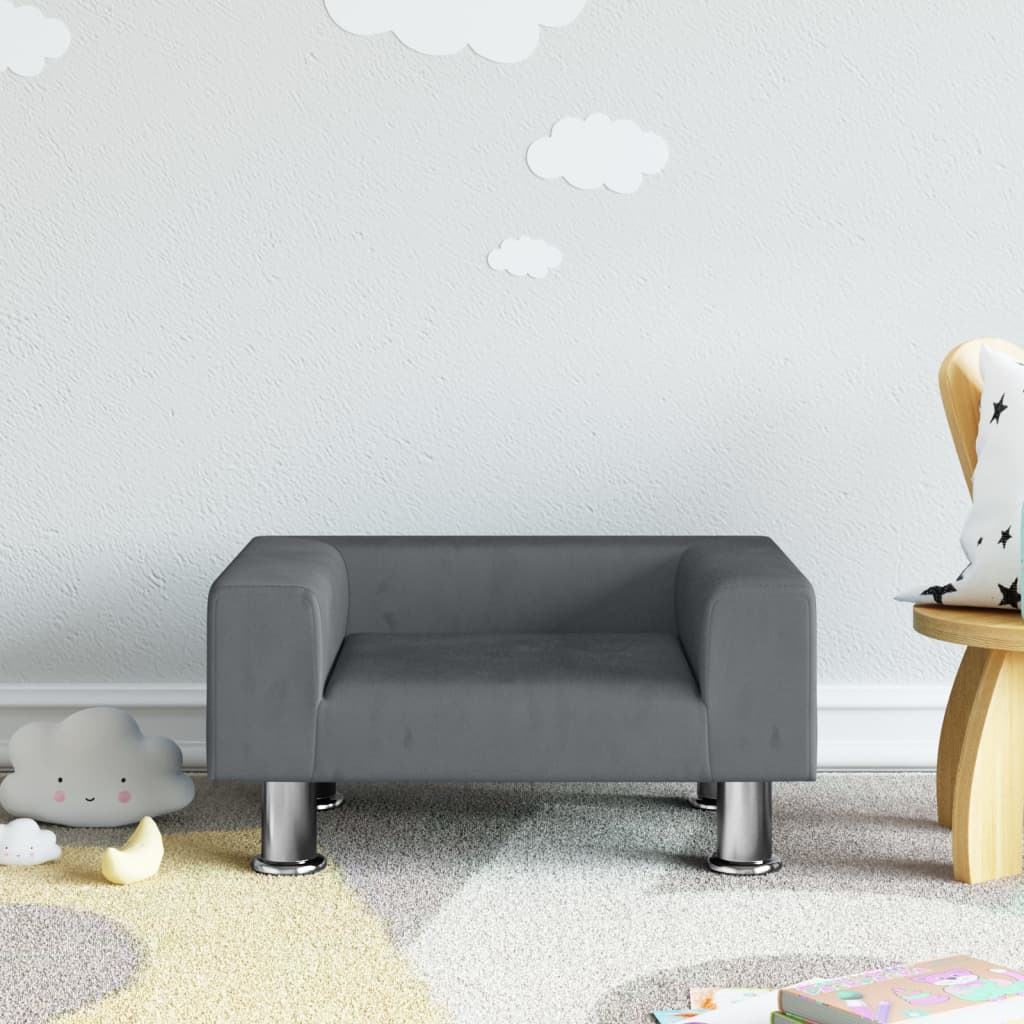 vidaXL Canapea pentru copii, gri închis, 50x40x26,5 cm, catifea