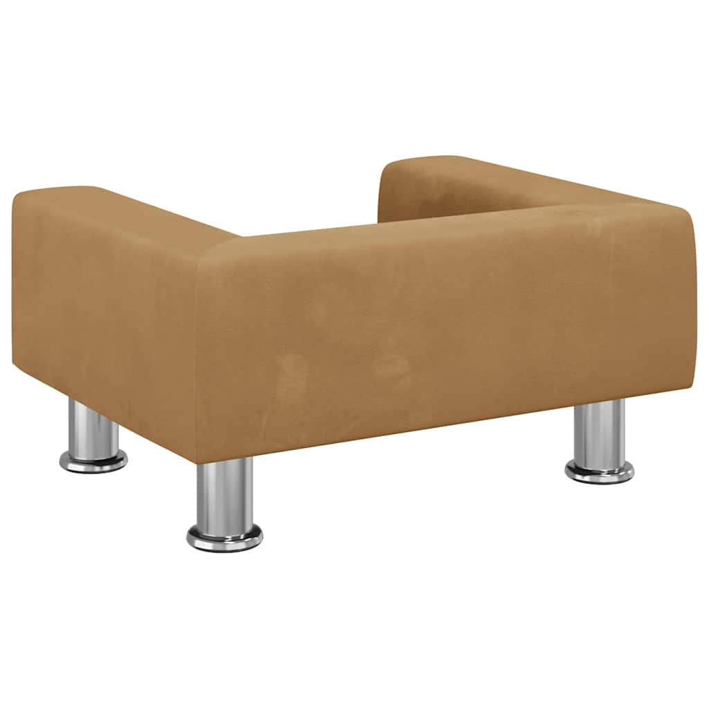 Alternativ bild 2 för VidaXl Barnsoffa Brun 50X40X26,5 Cm Sammet