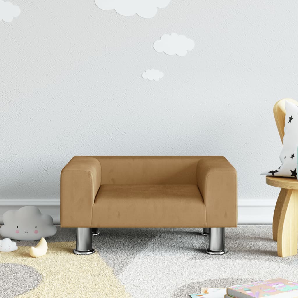 Thumbnail - vidaXL Kindersofa Braun 50x40x26,5 cm Samt